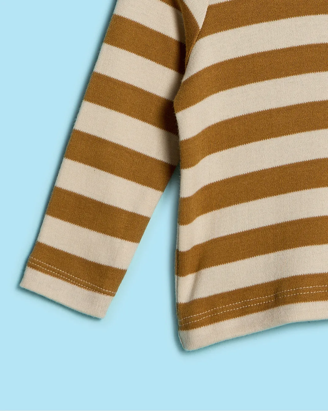 Infant Boys Brown Striped High Neck T-Shirt sold by Redtag product image thumbnail 3