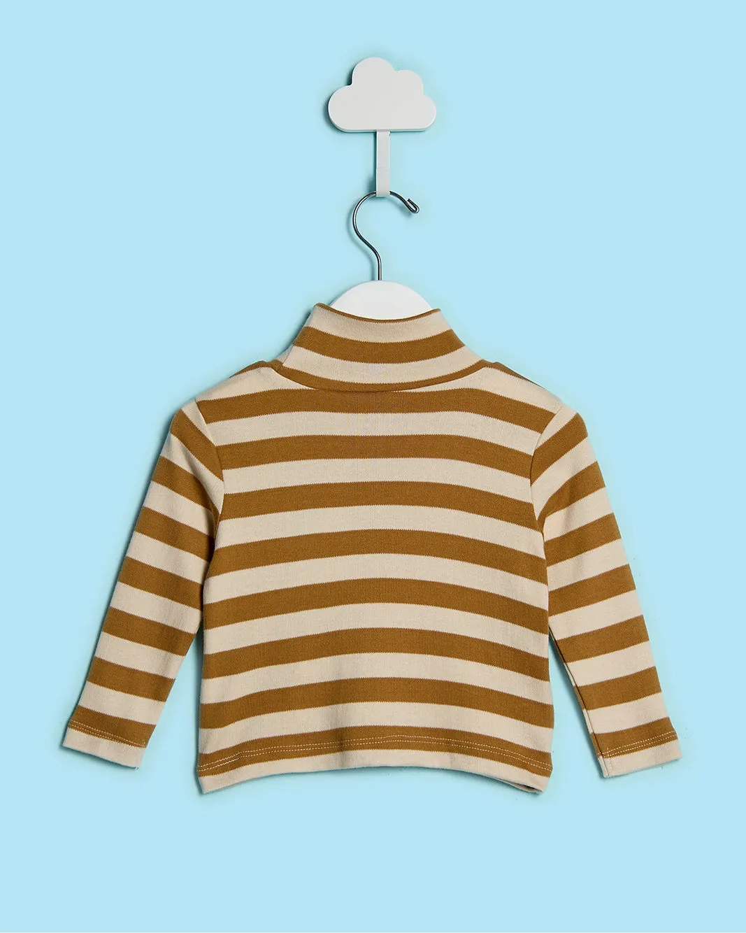 Infant Boys Brown Striped High Neck T-Shirt sold by Redtag product image thumbnail 4