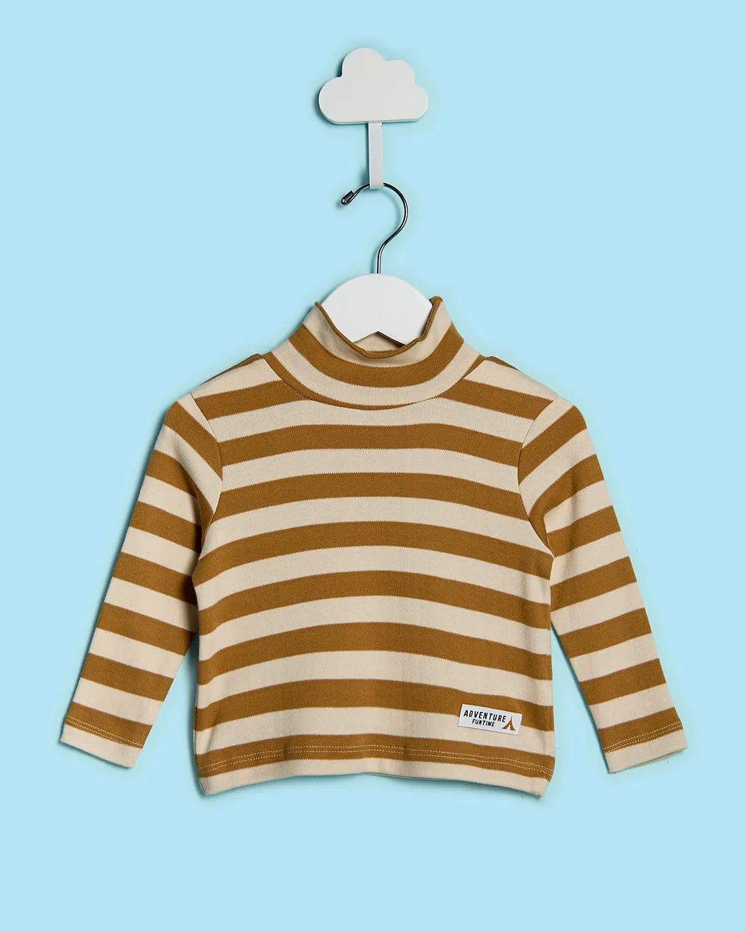Infant Boys Brown Striped High Neck T-Shirt sold by Redtag