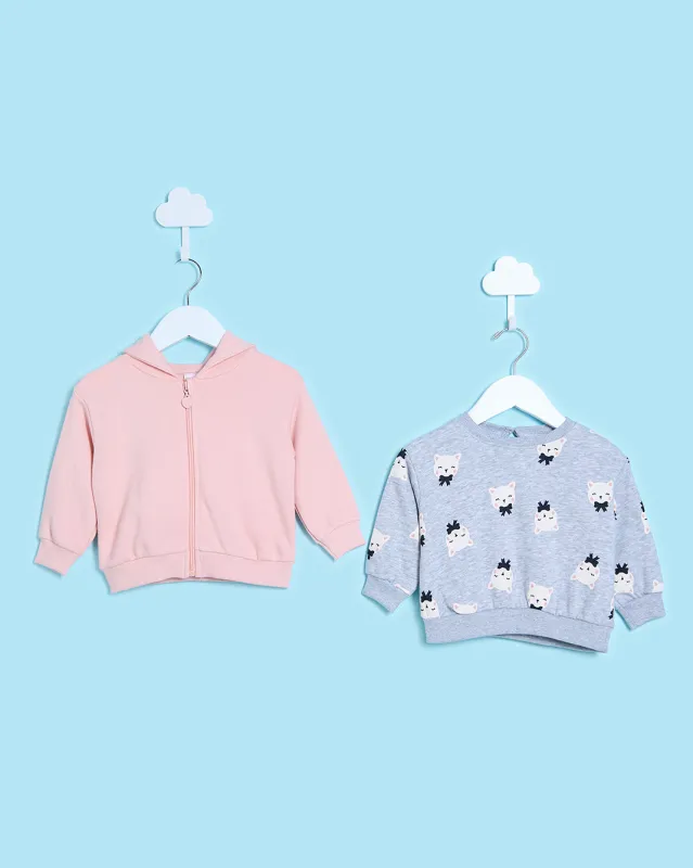 Infant Girls Pink And Grey Sweatshirt Set (Pack of 2) sold by Redtag