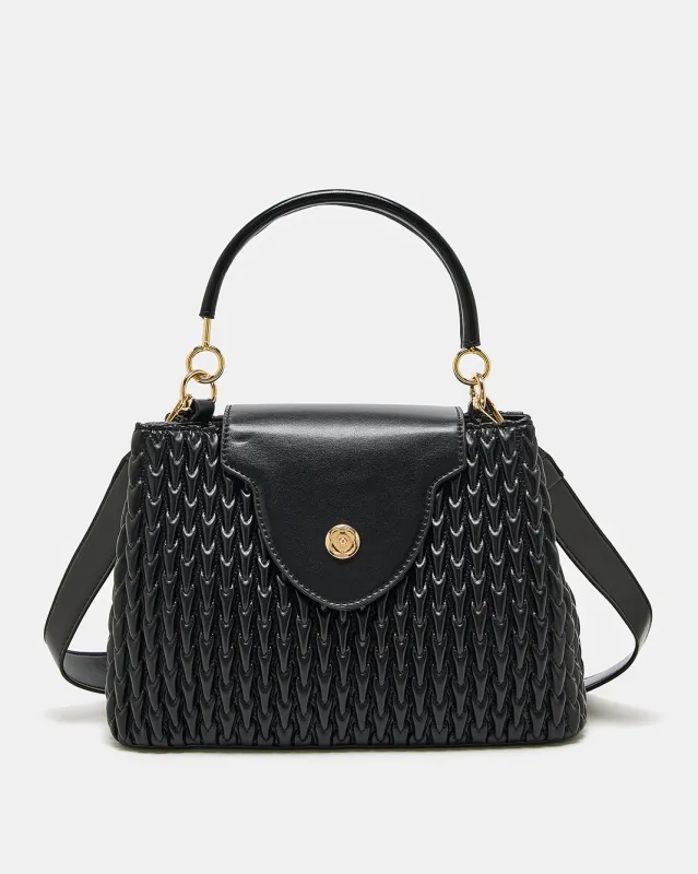Women Black Embellished Quilted Day Bag sold by Redtag