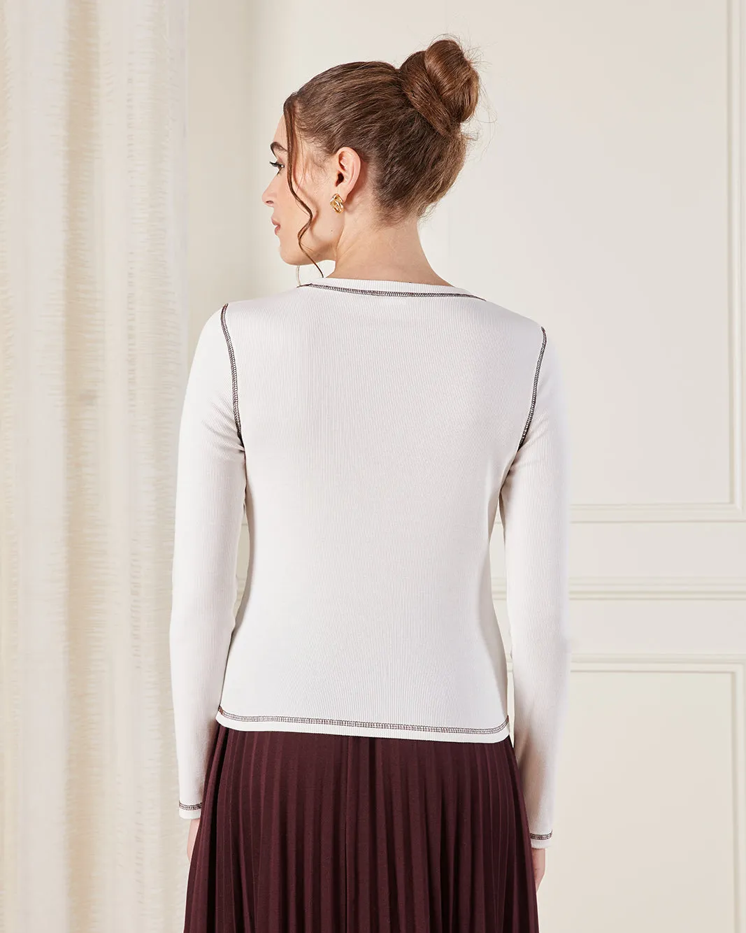 Women Ivory Printed Rib Active T-Shirt sold by Redtag product image thumbnail 3