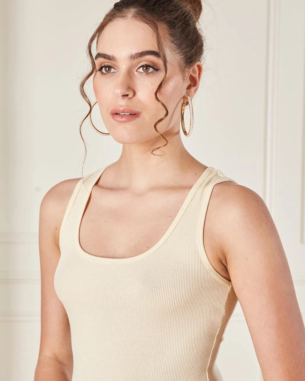 Women Cream Plain Strappy Vest sold by Redtag product image thumbnail 4