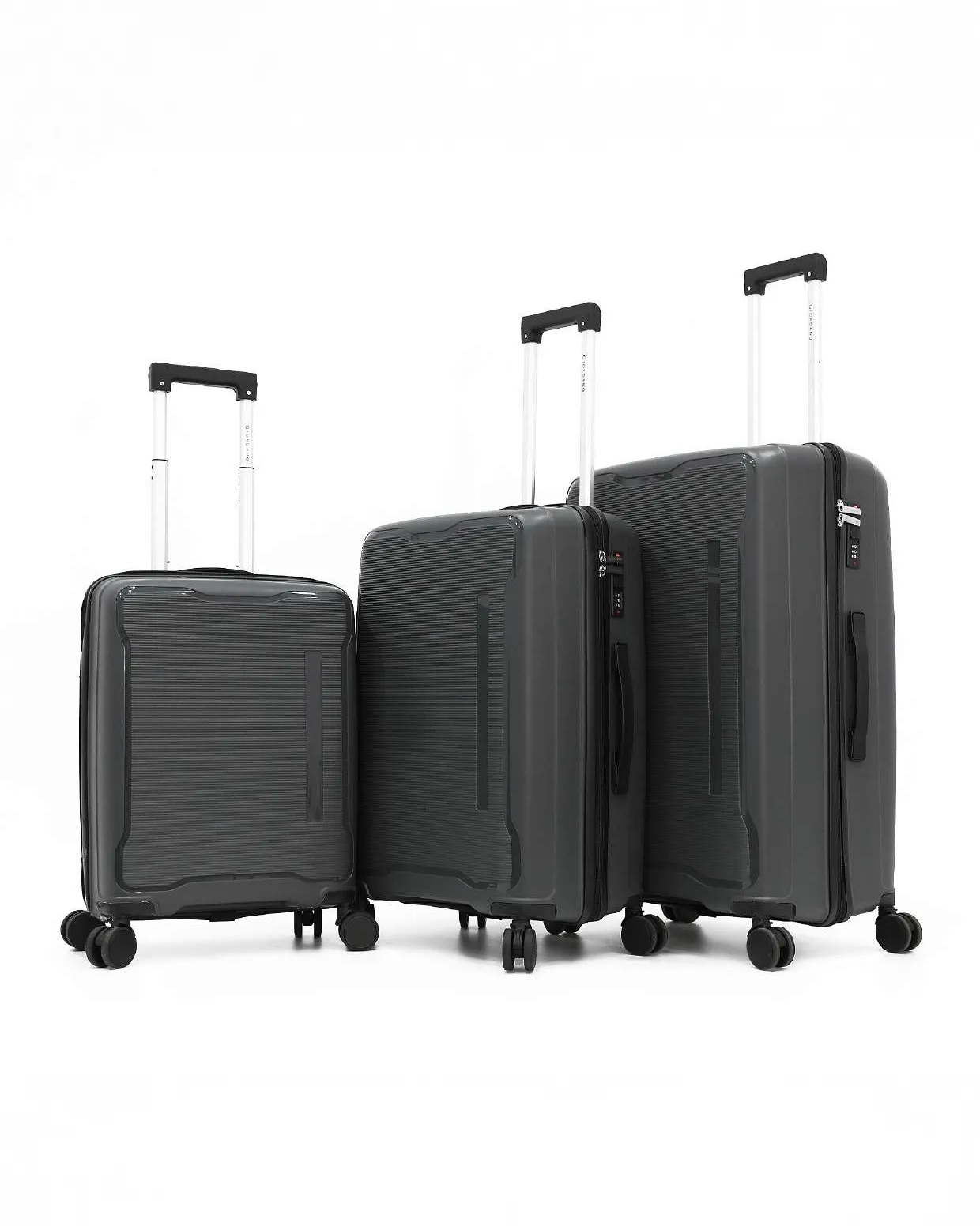 Giordano Dark Grey 24” PP Hard Luggage with 360° Spin and TSA Lock (Medium) sold by Redtag