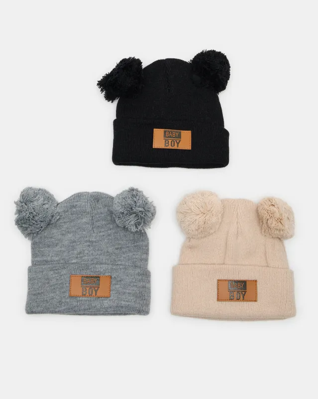 Boys Assorted Knitted Cap Set (Pack Of 3) sold by Redtag