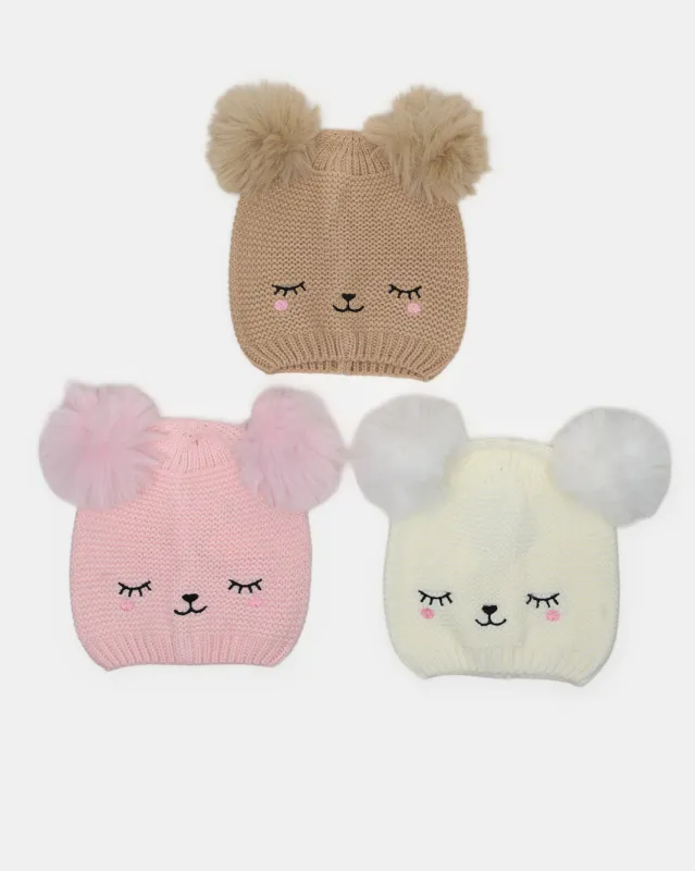 Girls Assorted Knitted Cap Set (Pack Of 3) sold by Redtag