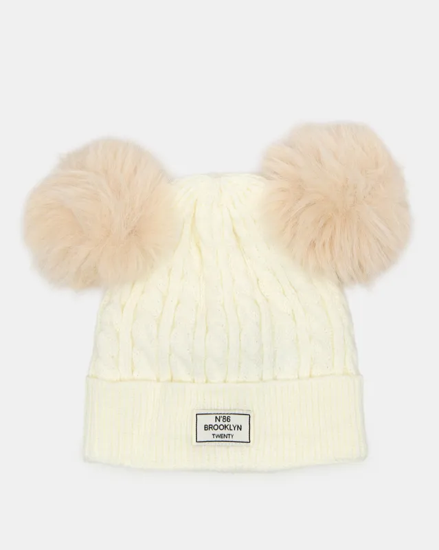 Women Ivory Embellished Knitted Cap sold by Redtag