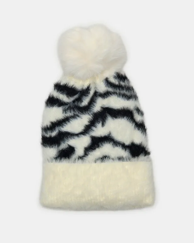 Women Cream Knitted Cap sold by Redtag