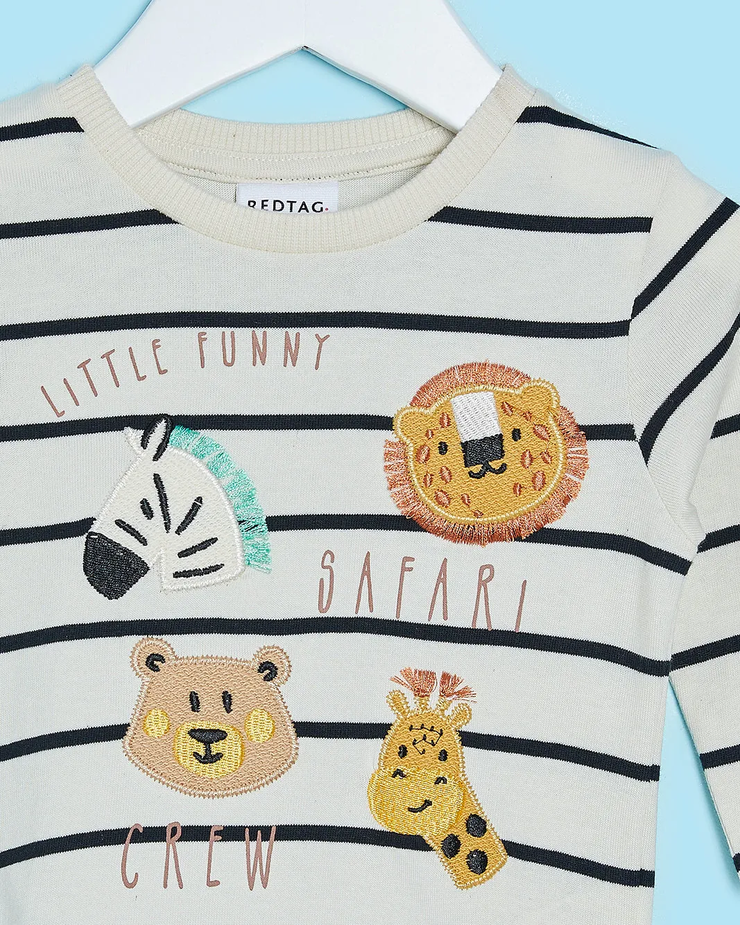 Infant Boys Cream Striped T-Shirt With Embroidery sold by Redtag product image thumbnail 2