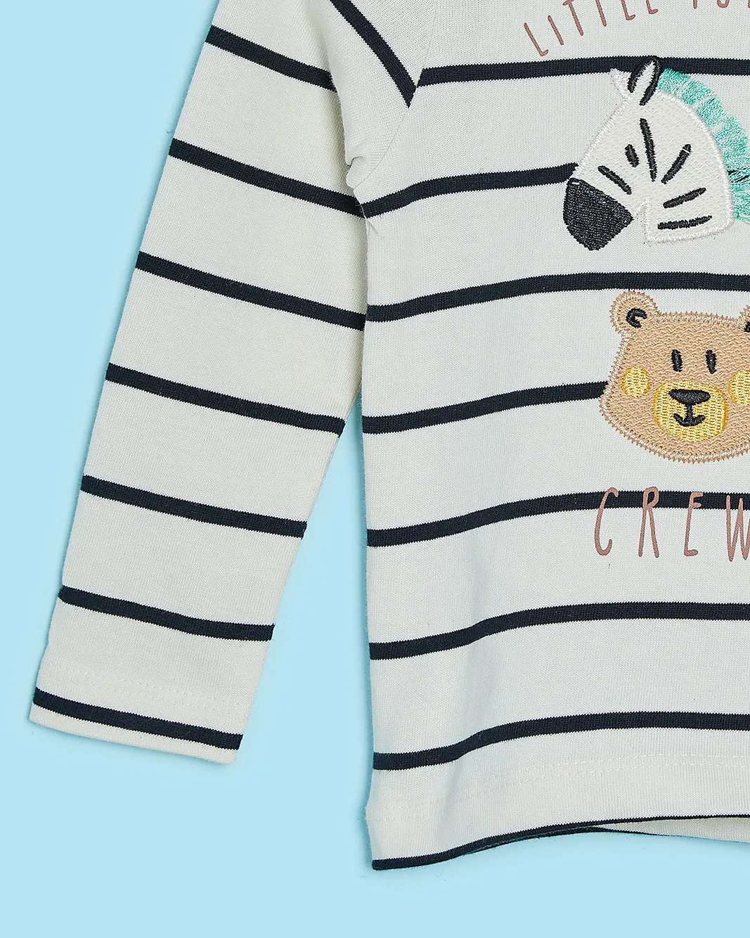 Infant Boys Cream Striped T-Shirt With Embroidery sold by Redtag product image thumbnail 3