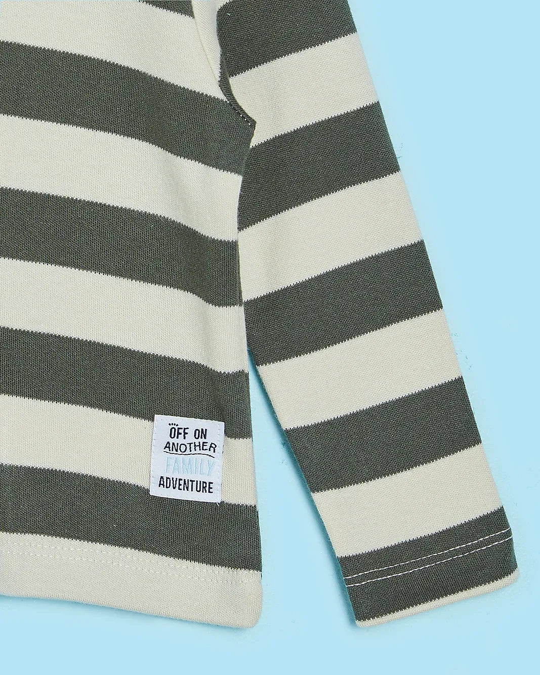 Infant Boys Olive And Beige Striped T-Shirt sold by Redtag product image thumbnail 4