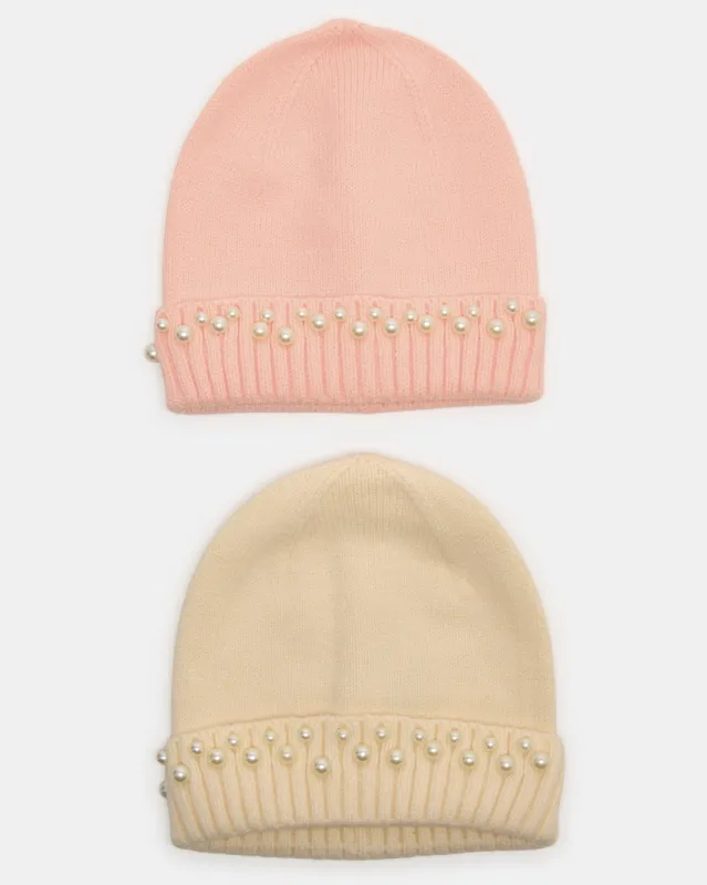 Girls Pink And Brown Embellished Cap Set (Pack Of 2) sold by Redtag