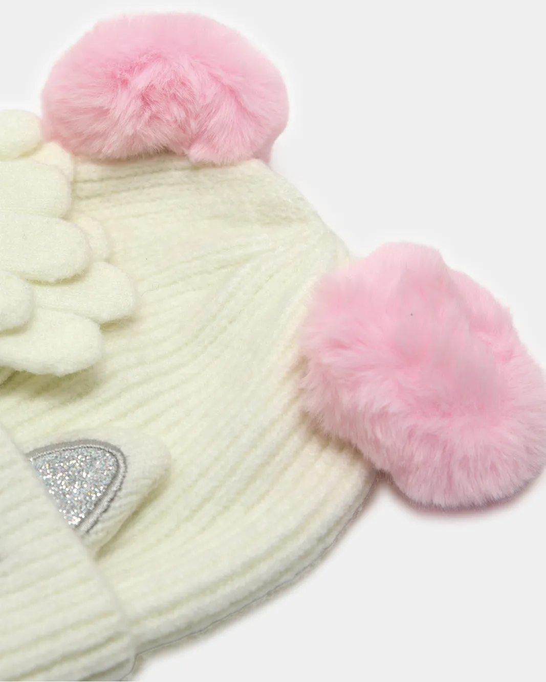 Girls White Knitted Scarf Set (2 Piece) sold by Redtag product image thumbnail 4