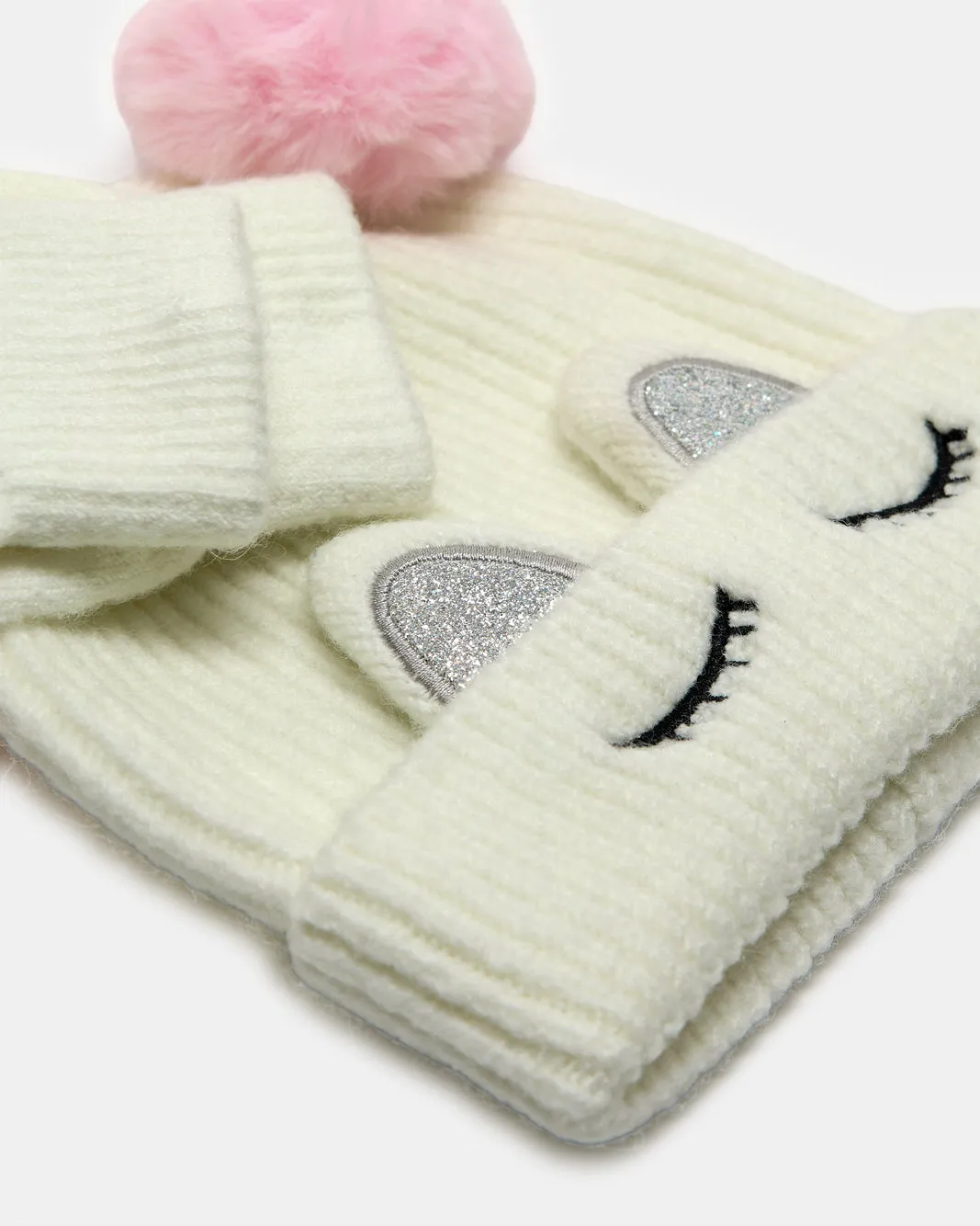 Girls White Knitted Scarf Set (2 Piece) sold by Redtag product image thumbnail 3