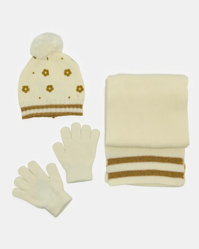 Girls White Knitted Scarf Set (3 Piece) sold by Redtag