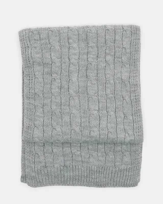 Women Grey Embellished Knitted Blanket Scarf sold by Redtag