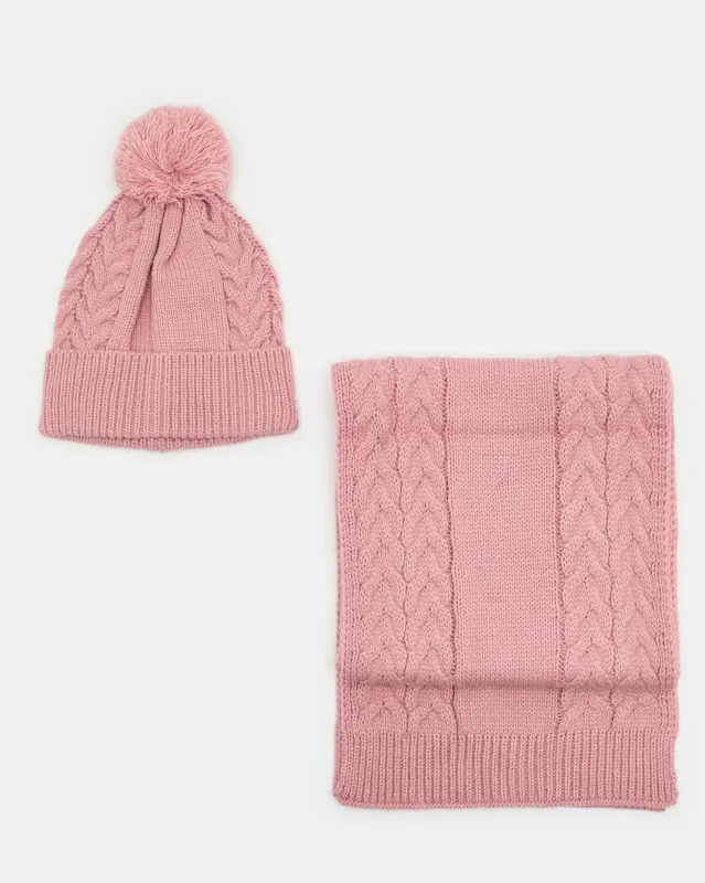 Women Pink Embellished Knitted Blanket Scarf With Cap sold by Redtag