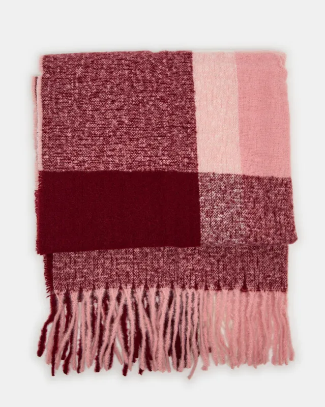 Women Pink Knitted Blanket Scarf sold by Redtag