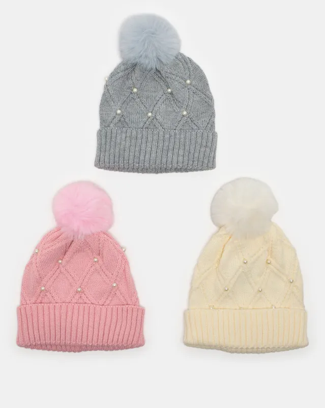 Women Assorted Knitted Cap Set (3 Piece) sold by Redtag