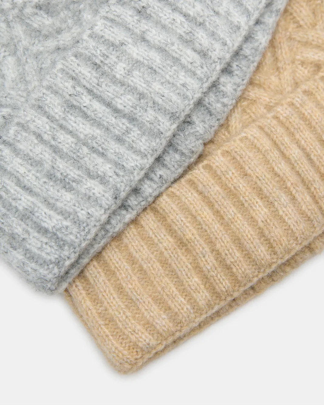 Women Beige And Grey Embellished Knitted Cap Set (2 Piece) sold by Redtag product image thumbnail 3