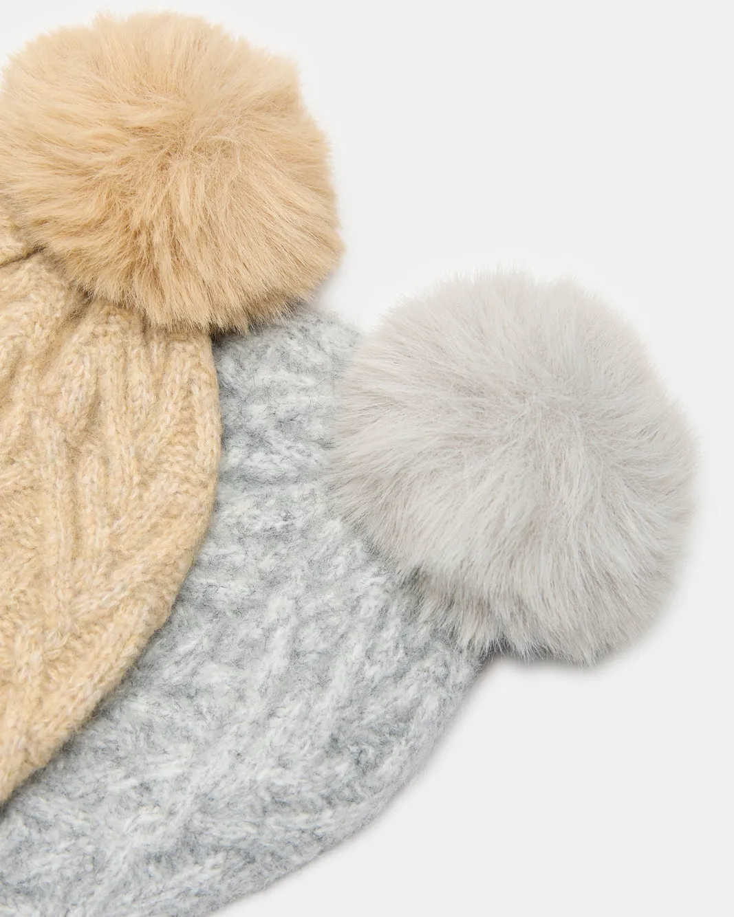 Women Beige And Grey Embellished Knitted Cap Set (2 Piece) sold by Redtag product image thumbnail 4