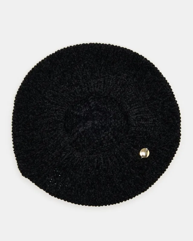 Women Black Embellished Cap sold by Redtag