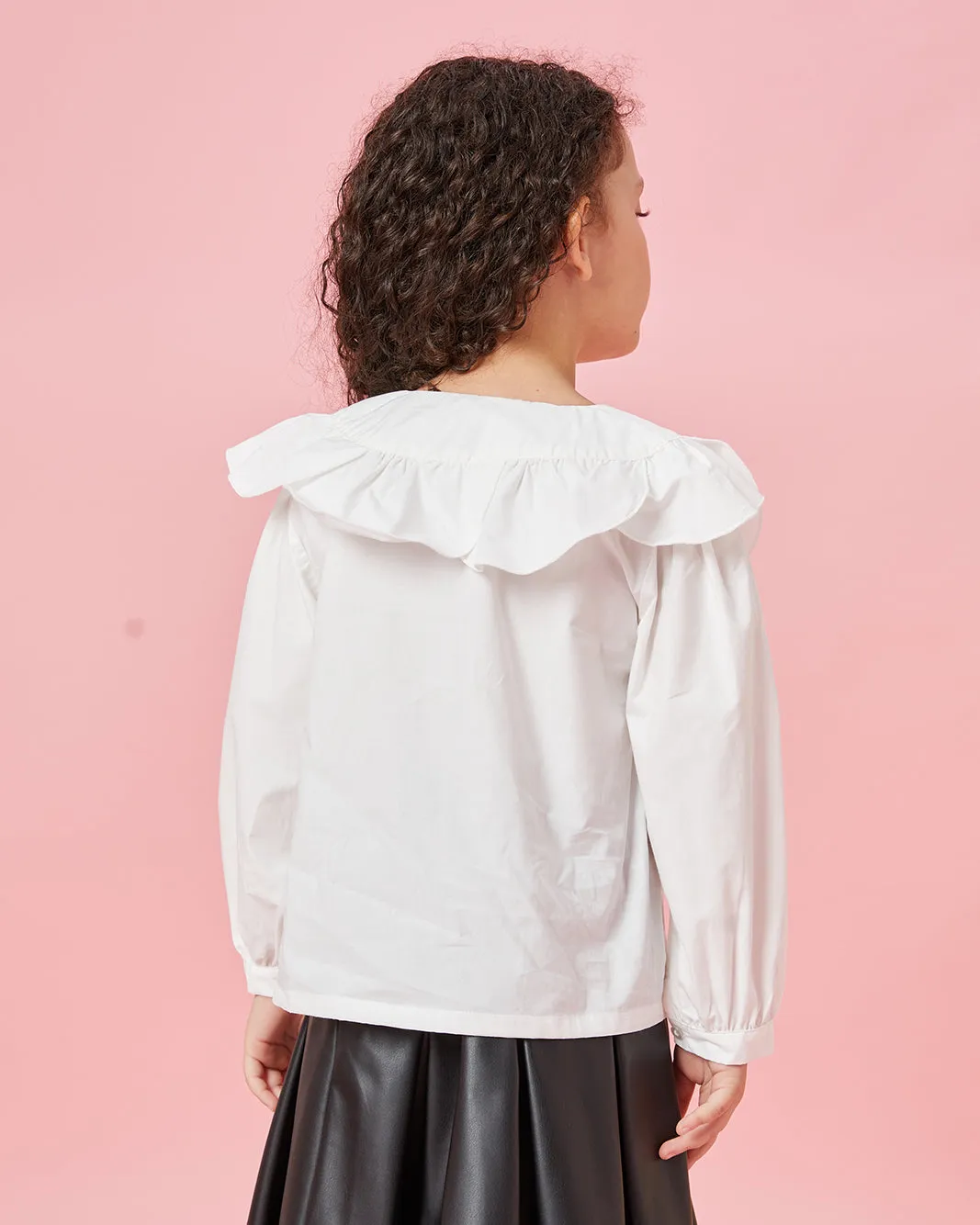 Girls White Poplin Blouse sold by Redtag product image thumbnail 3