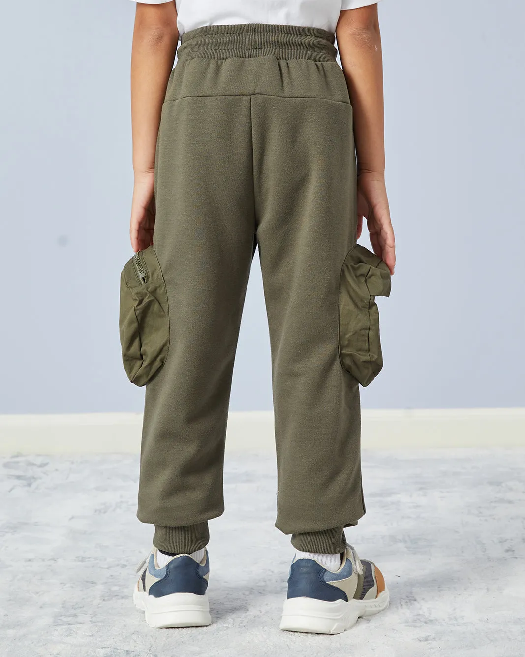 Boys Olive Cargo Pocket Track Pants sold by Redtag product image thumbnail 3