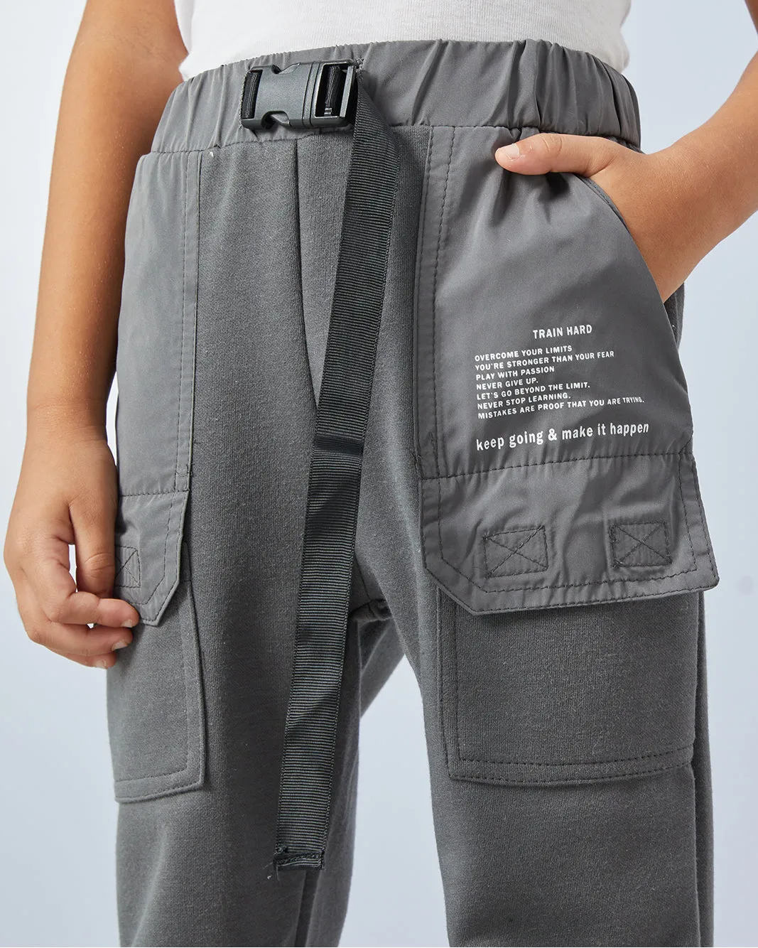 Boys Charcoal Printed Pocket Track Pants sold by Redtag product image thumbnail 4