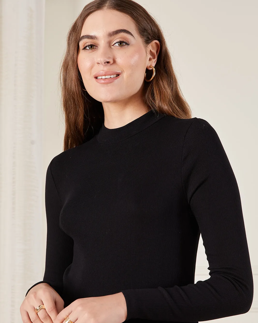 Women Black Ribbed T-Shirt sold by Redtag product image thumbnail 4