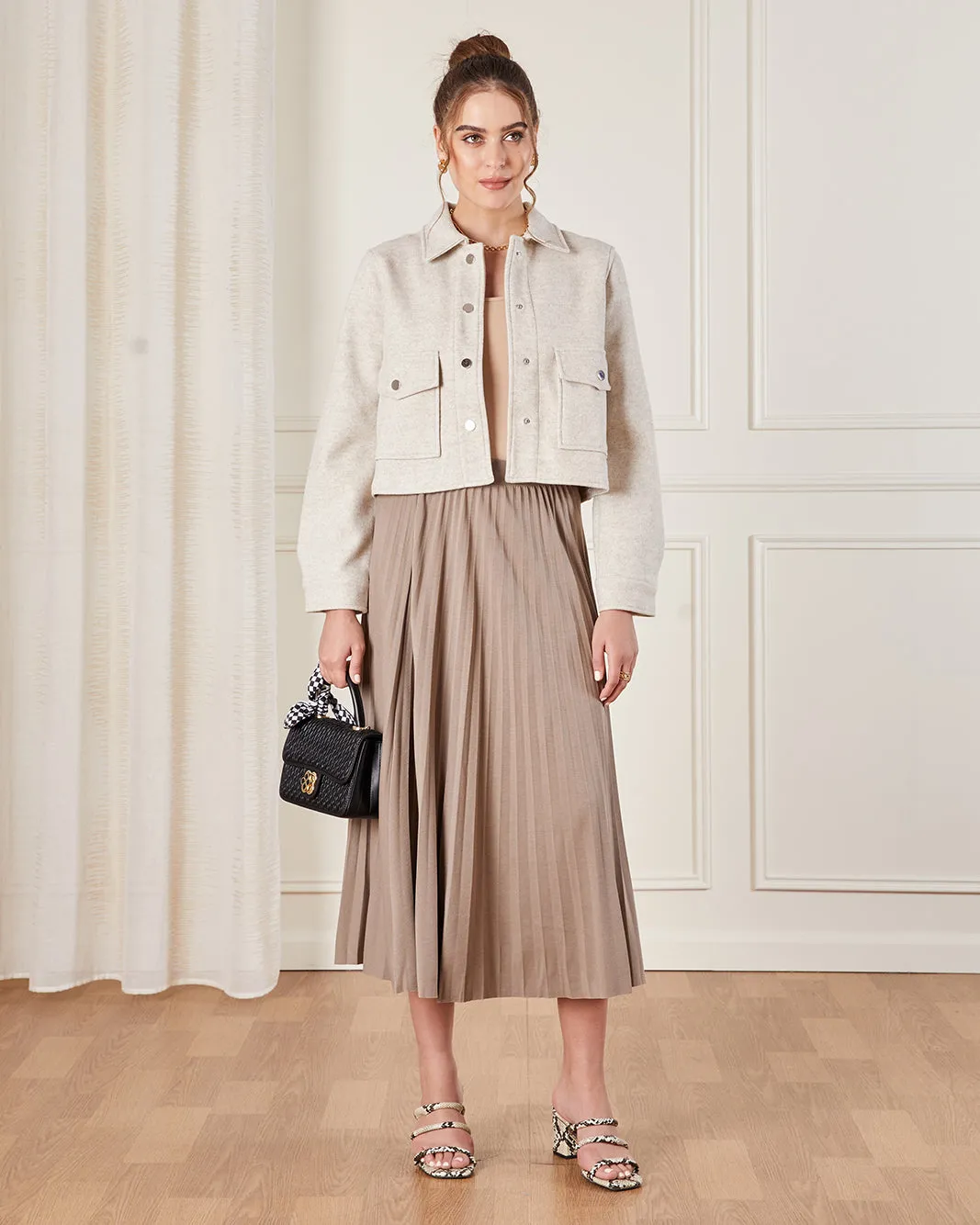 Women Beige Melton Jacket sold by Redtag product image thumbnail 2