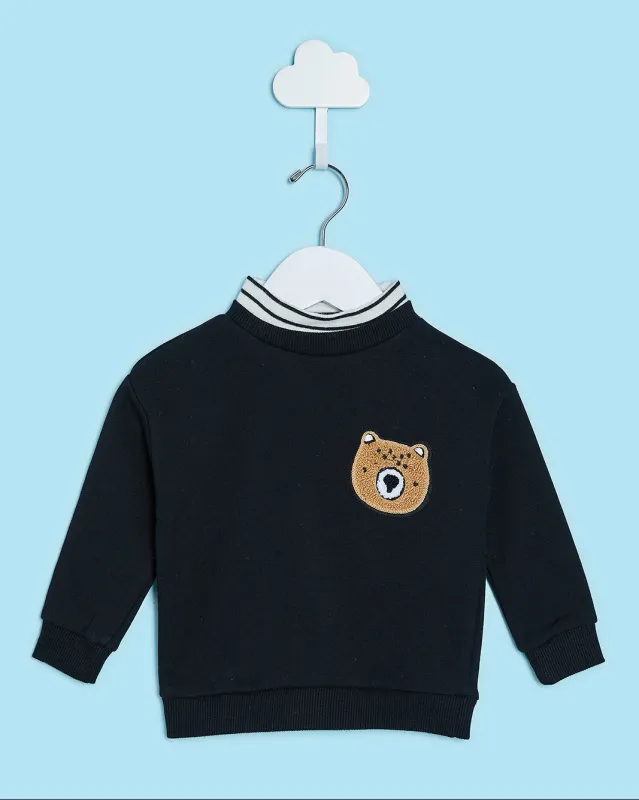 Infant Boys Black Embroidered Pullover Sweatshirt sold by Redtag