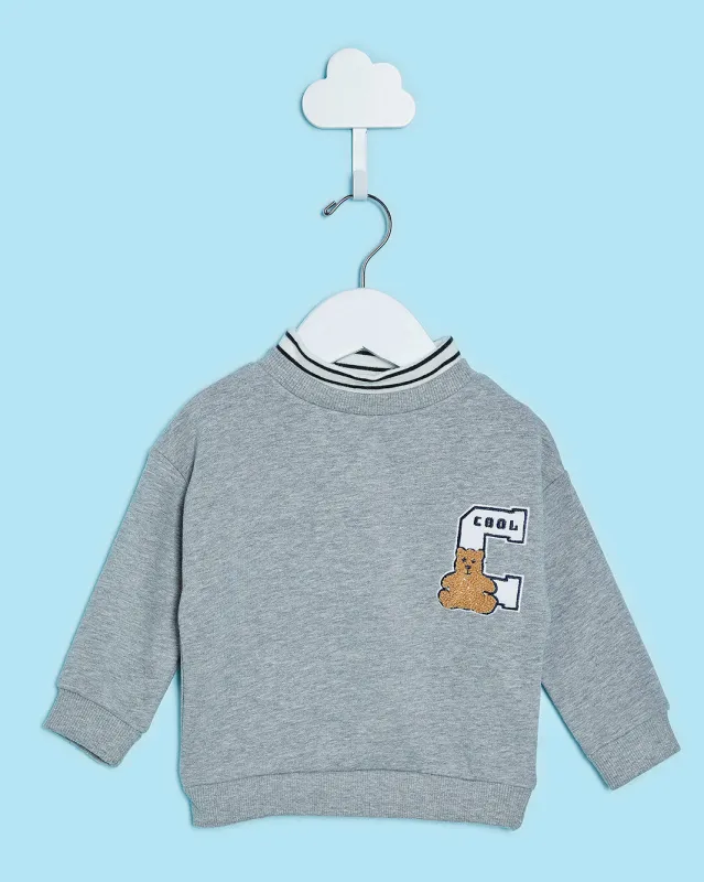 Infant Boys Grey Embroidered Pullover Sweatshirt sold by Redtag