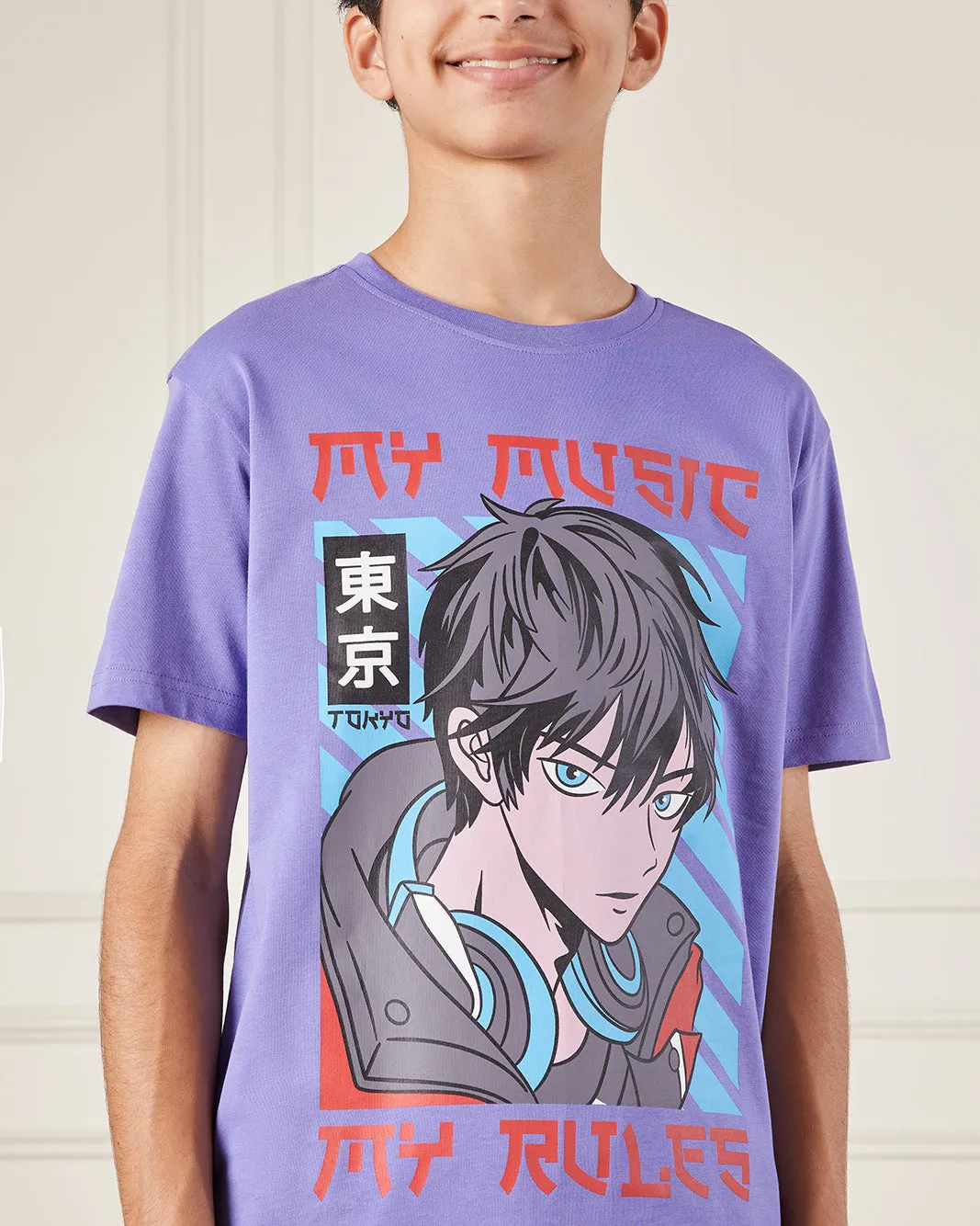 Senior Boys Purple Anime T-Shirt sold by Redtag product image thumbnail 4