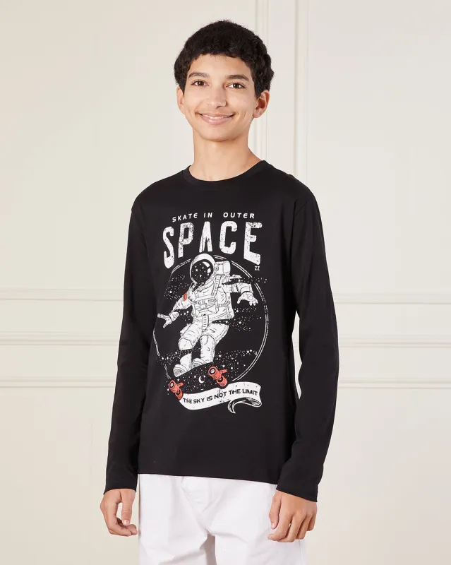 Senior Boys Black Astronaut Skate Long Sleeve T-Shirt sold by Redtag