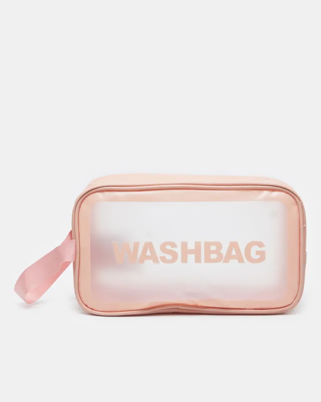 Women Pink Wash Bag Cosmetic Pouch sold by Redtag