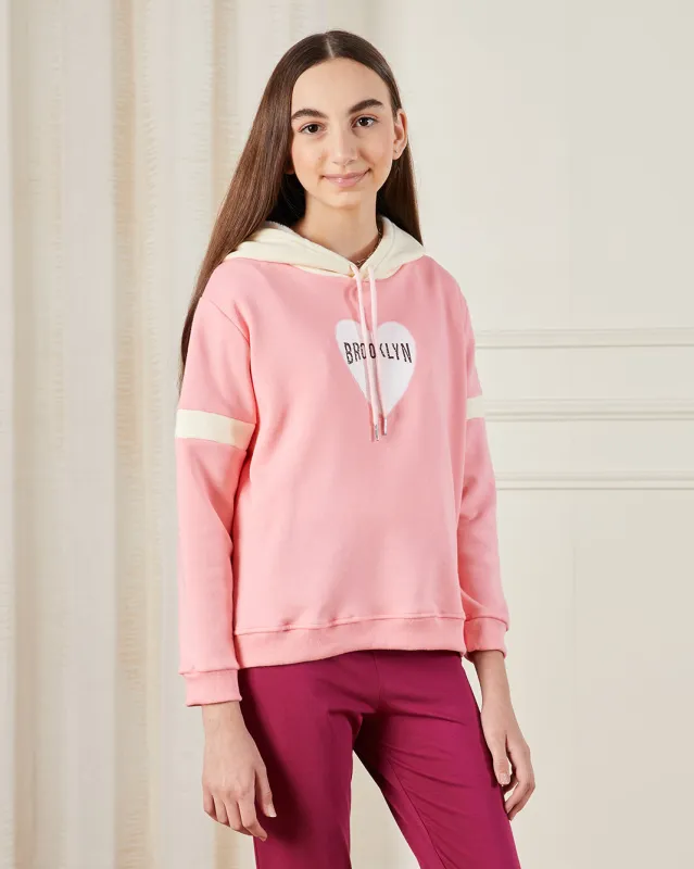 Senior Girls Pink Hooded Sweatshirt sold by Redtag