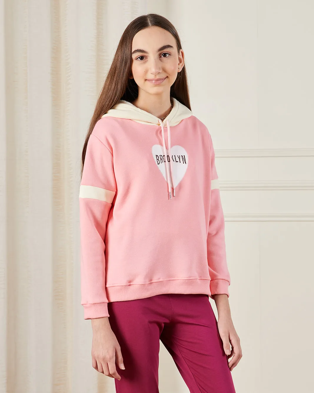 Senior Girls Pink Hooded Sweatshirt sold by Redtag