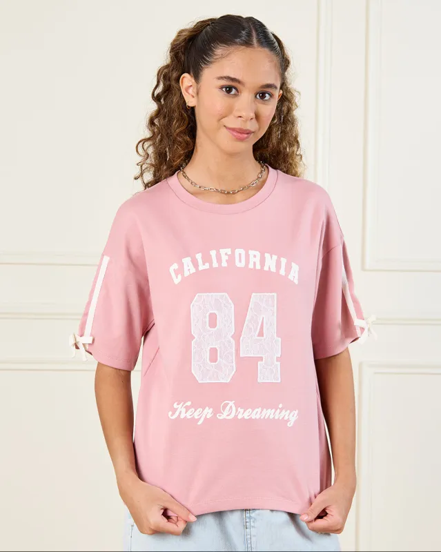 Senior Girls Pink Printed T-Shirt sold by Redtag