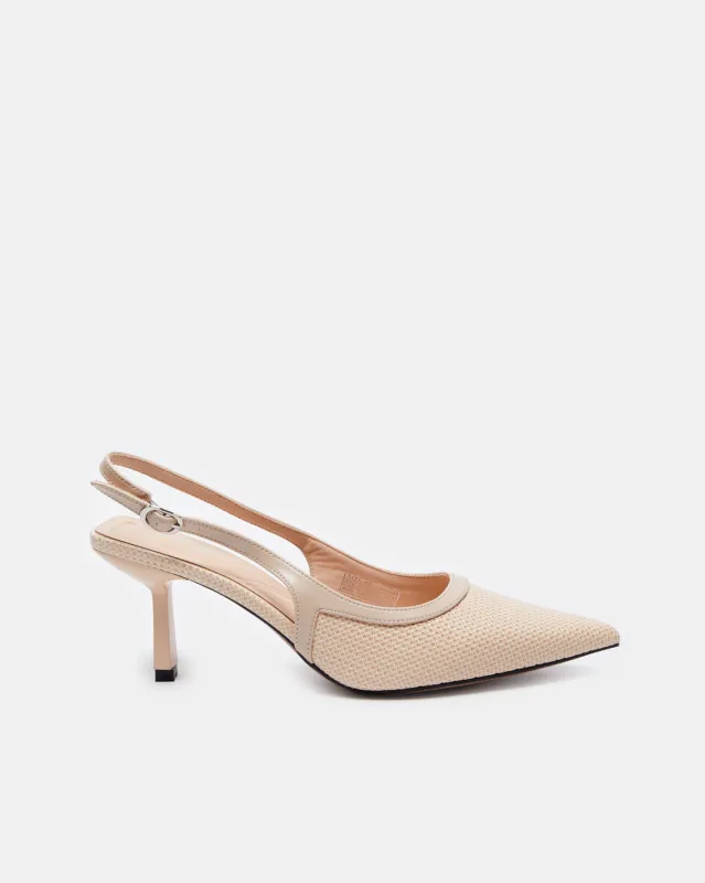 Women Beige Textured Slingback sold by Redtag