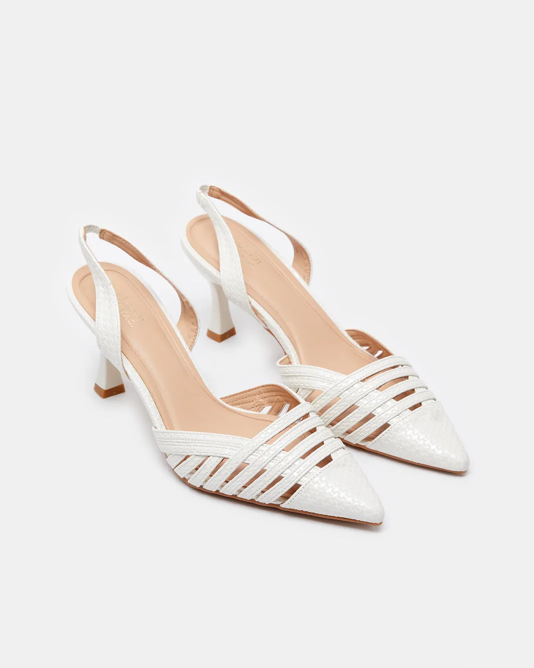 Women White Weaved Textured Slingback sold by Redtag product image thumbnail 2