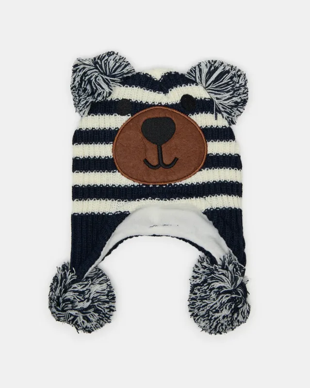 Boys Grey Striped Knitted Cap sold by Redtag