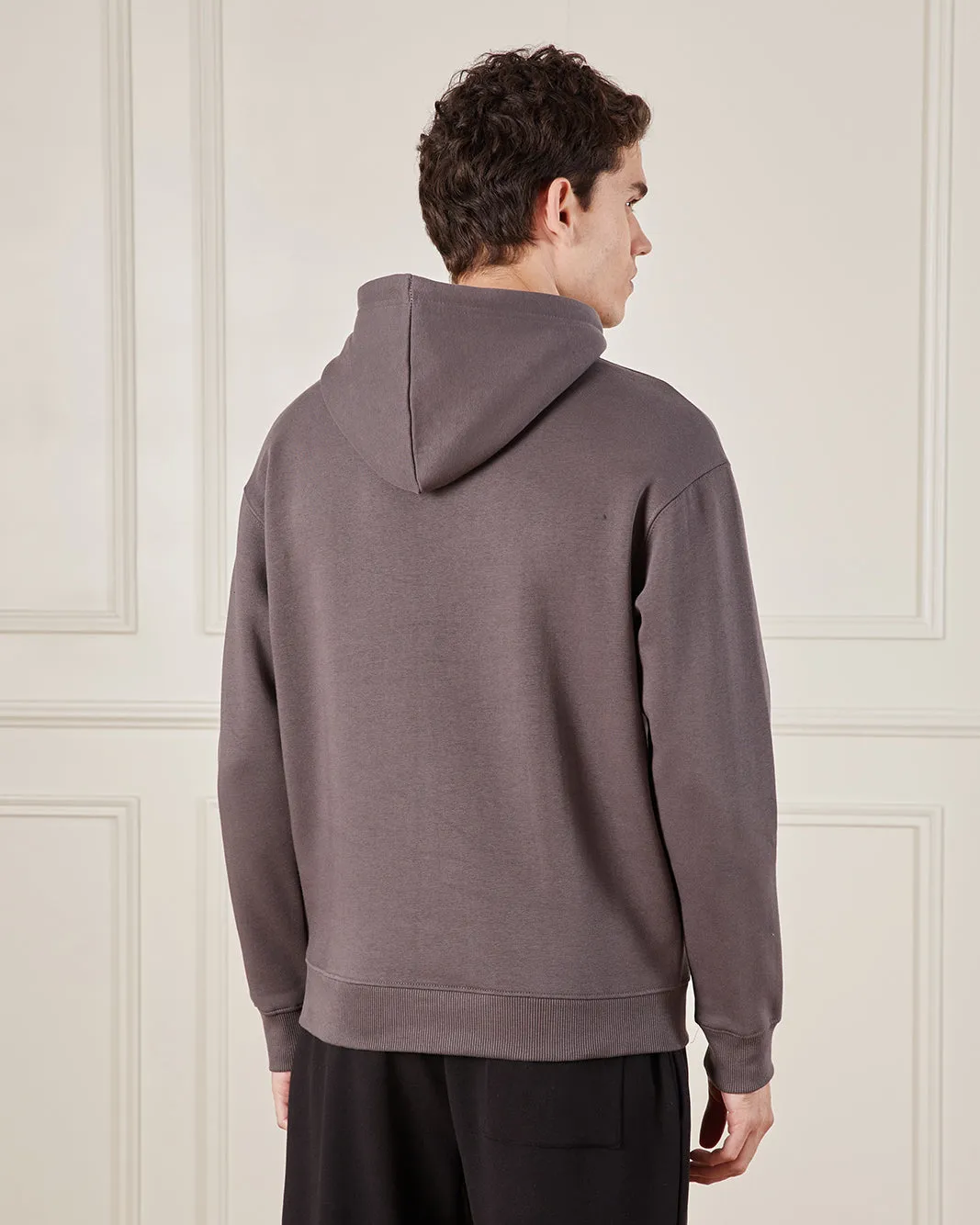 Men Charcoal Printed Hooded Sweatshirt sold by Redtag product image thumbnail 3