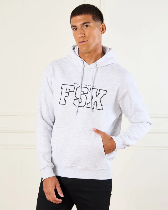 Men Grey FSX Print Hooded Sweatshirt sold by Redtag