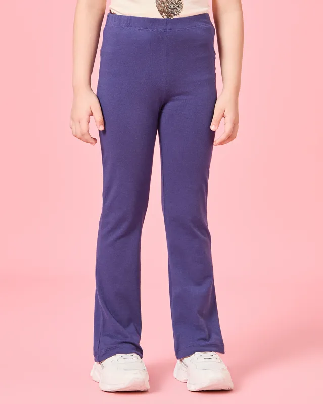 Girls Purple Flare Fit Solid Leggings sold by Redtag