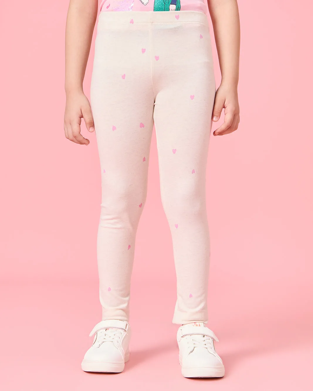 Girls Ecru Heart Print Leggings sold by Redtag