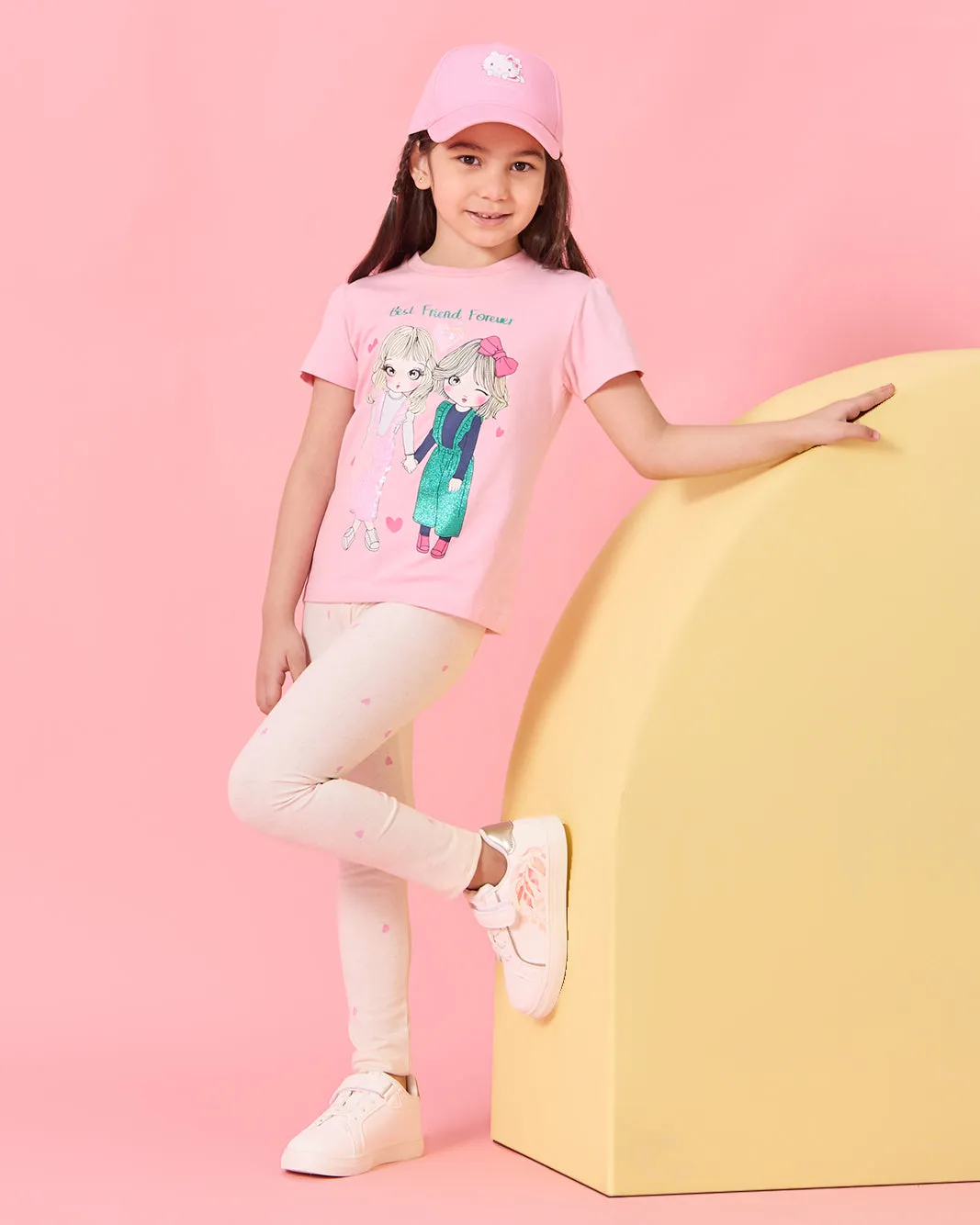 Girls Ecru Heart Print Leggings sold by Redtag product image thumbnail 2