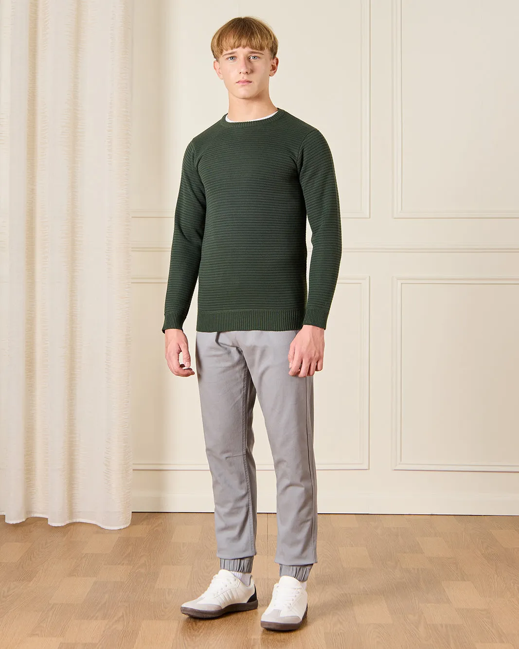 Senior Boys Olive Striped Pullover sold by Redtag product image thumbnail 2