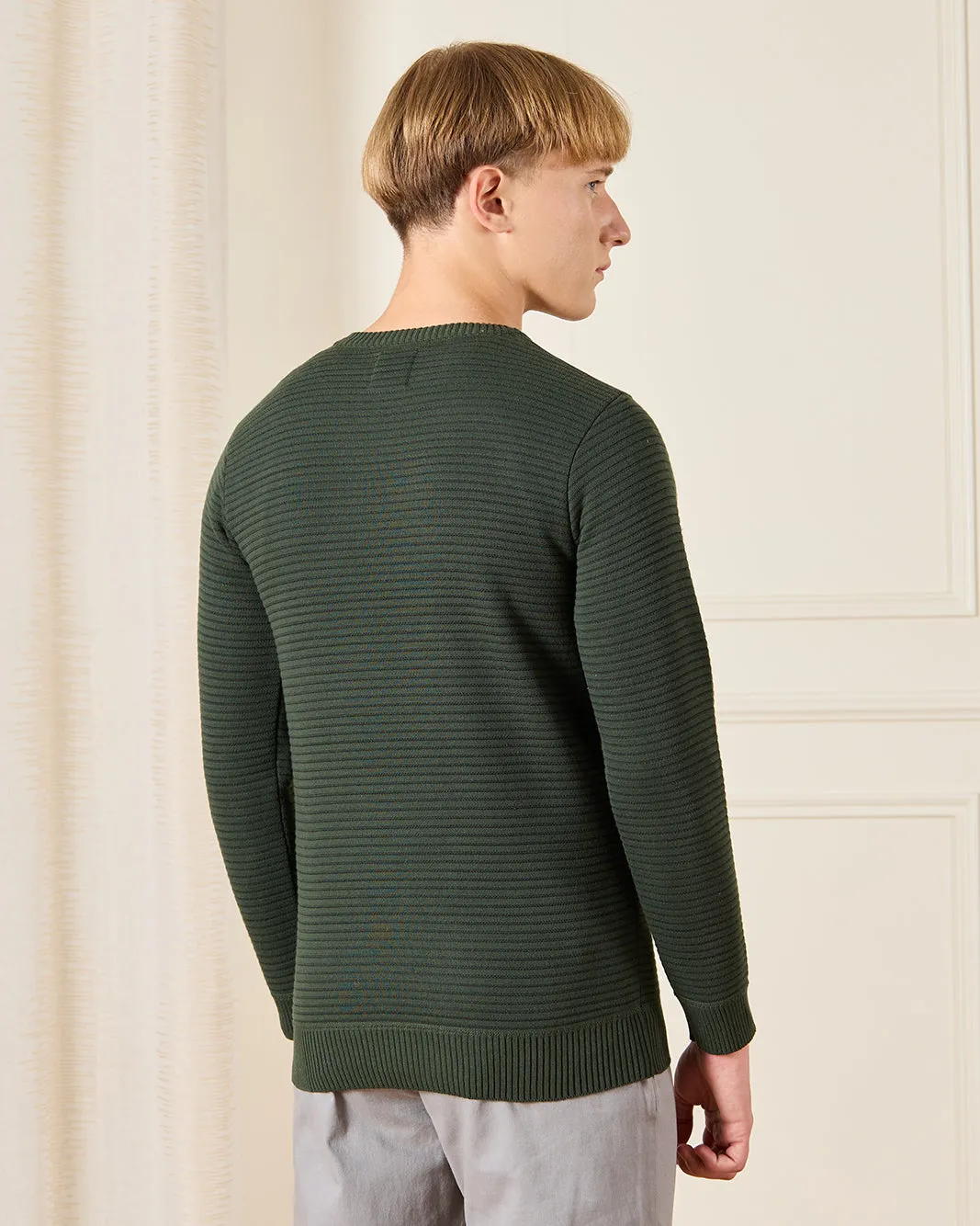 Senior Boys Olive Striped Pullover sold by Redtag product image thumbnail 3