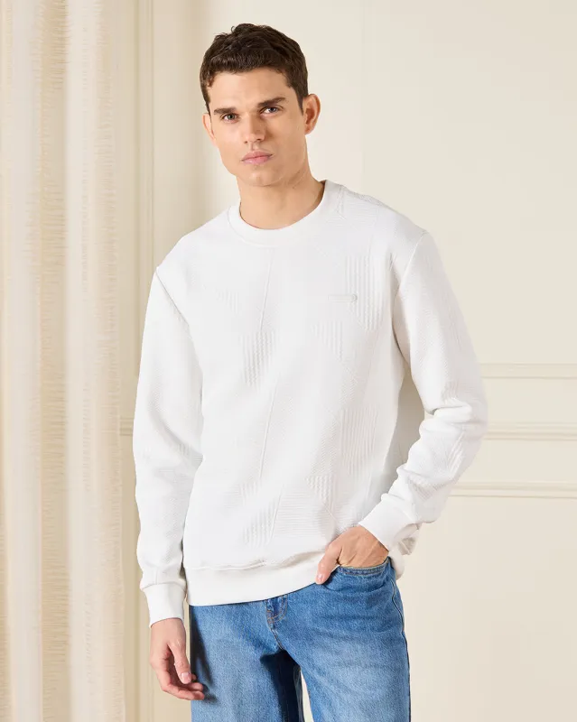 Men Ivory Jacquard Sweatshirt sold by Redtag